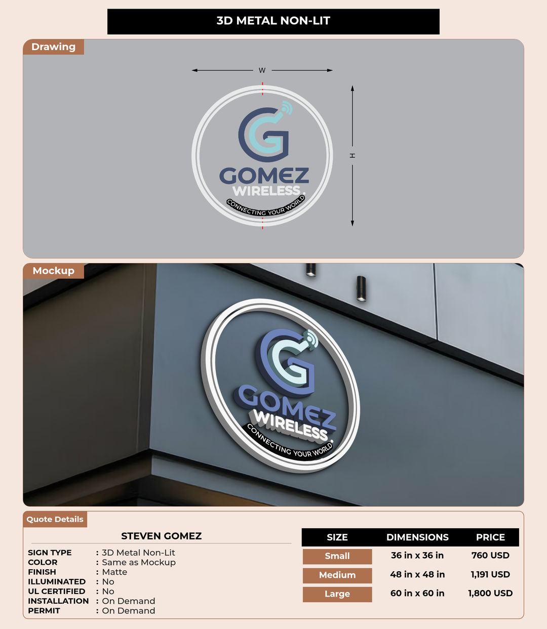 CUSTOM MOCKUP SIGN FOR Steven Gomez