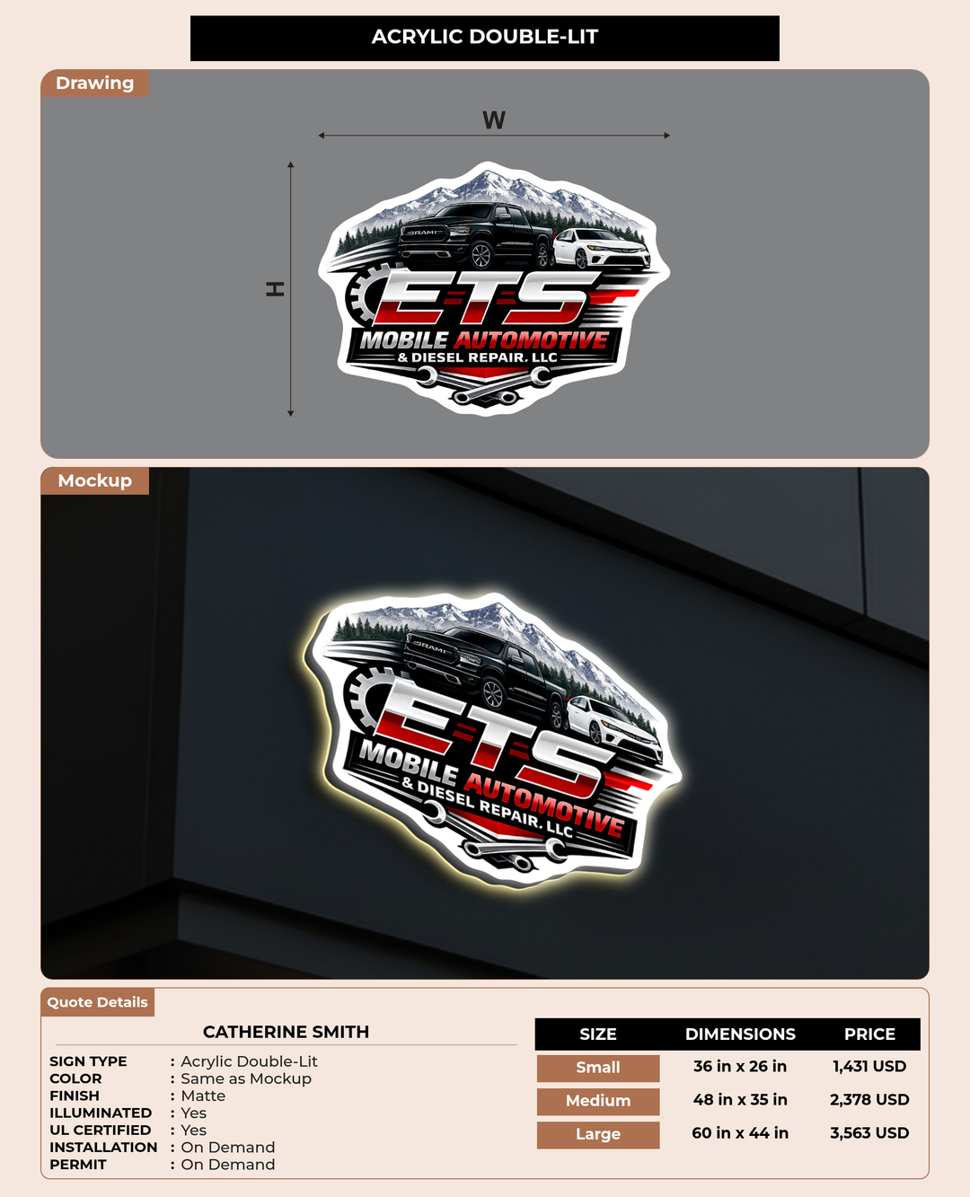 CUSTOM MOCKUP SIGN FOR Catherine Smith