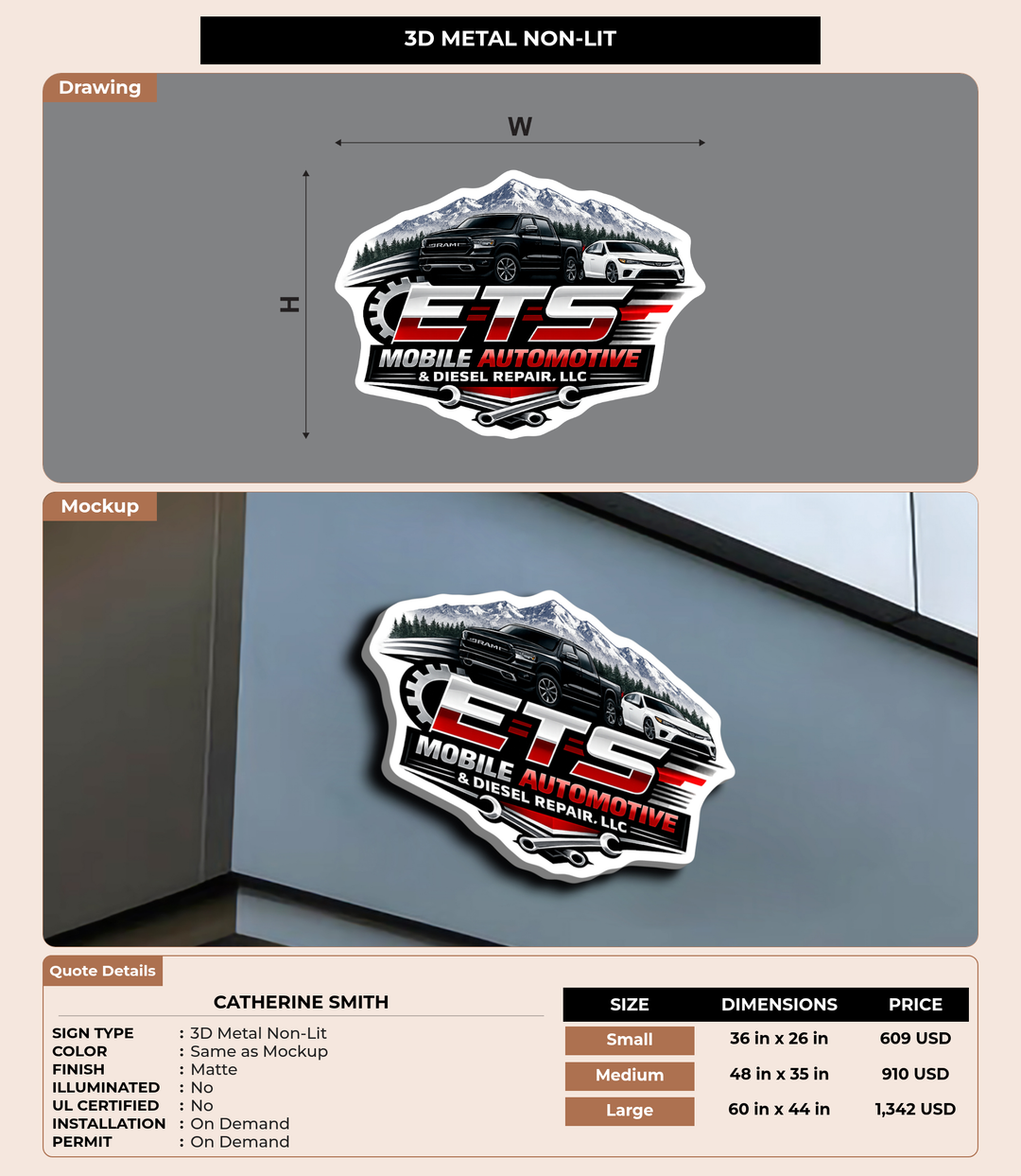 CUSTOM MOCKUP SIGN FOR Catherine Smith