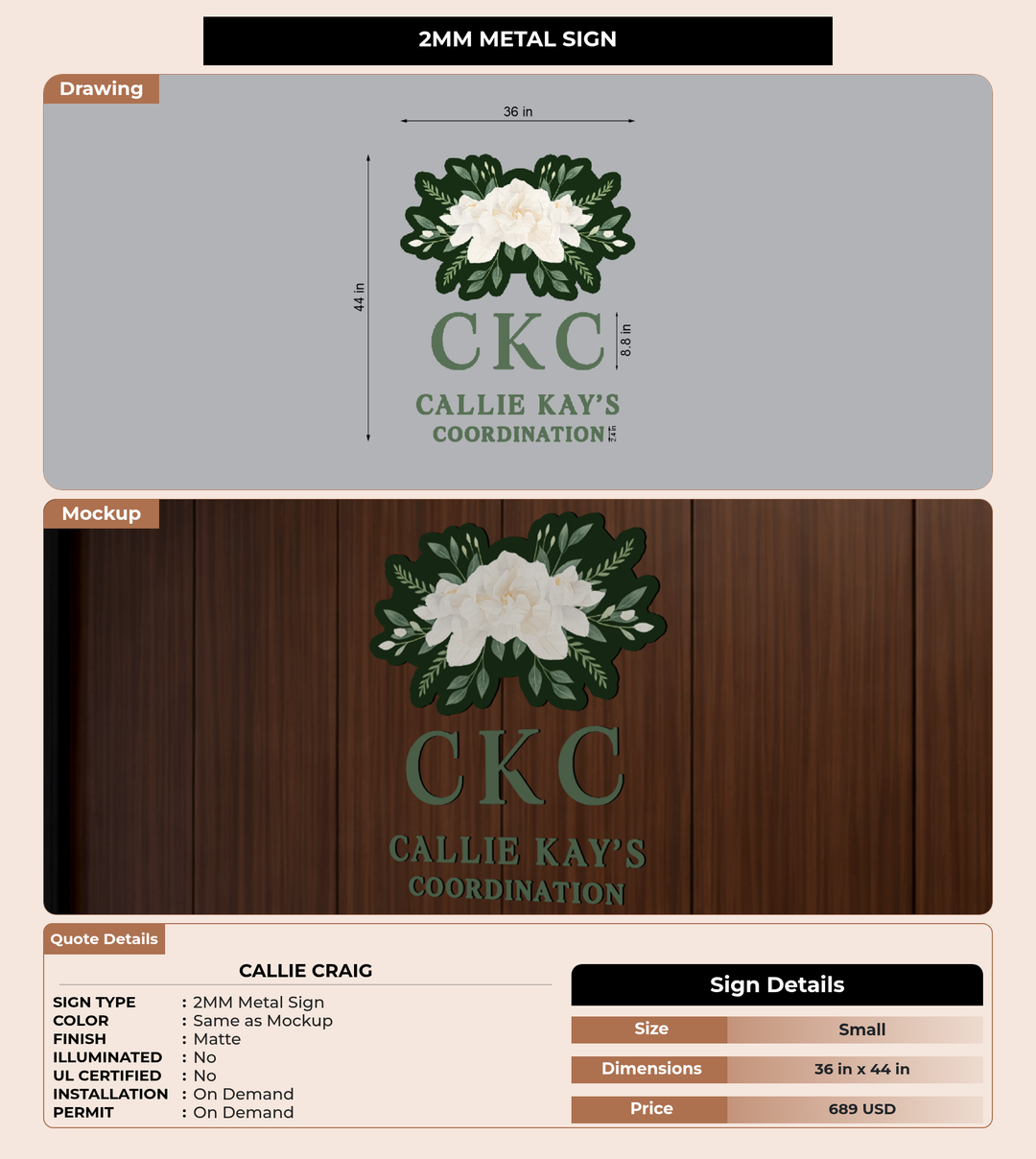 CUSTOM MOCKUP SIGN FOR Callie Craig