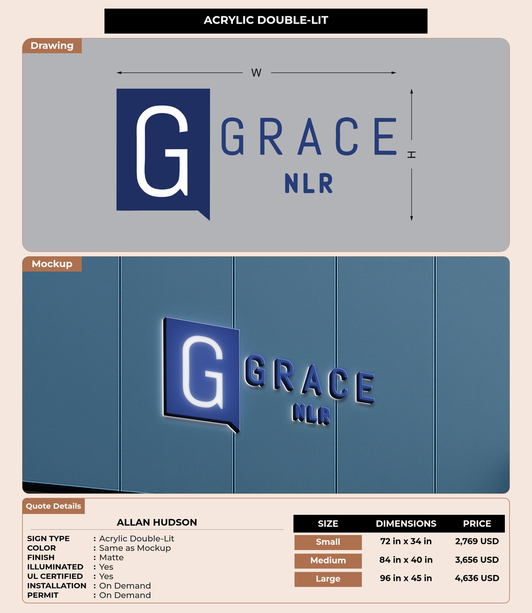 CUSTOM MOCKUP SIGN FOR Allan Hudson