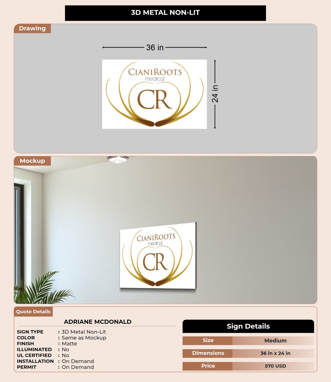 CUSTOM MOCKUP SIGN FOR Adriane McDonald