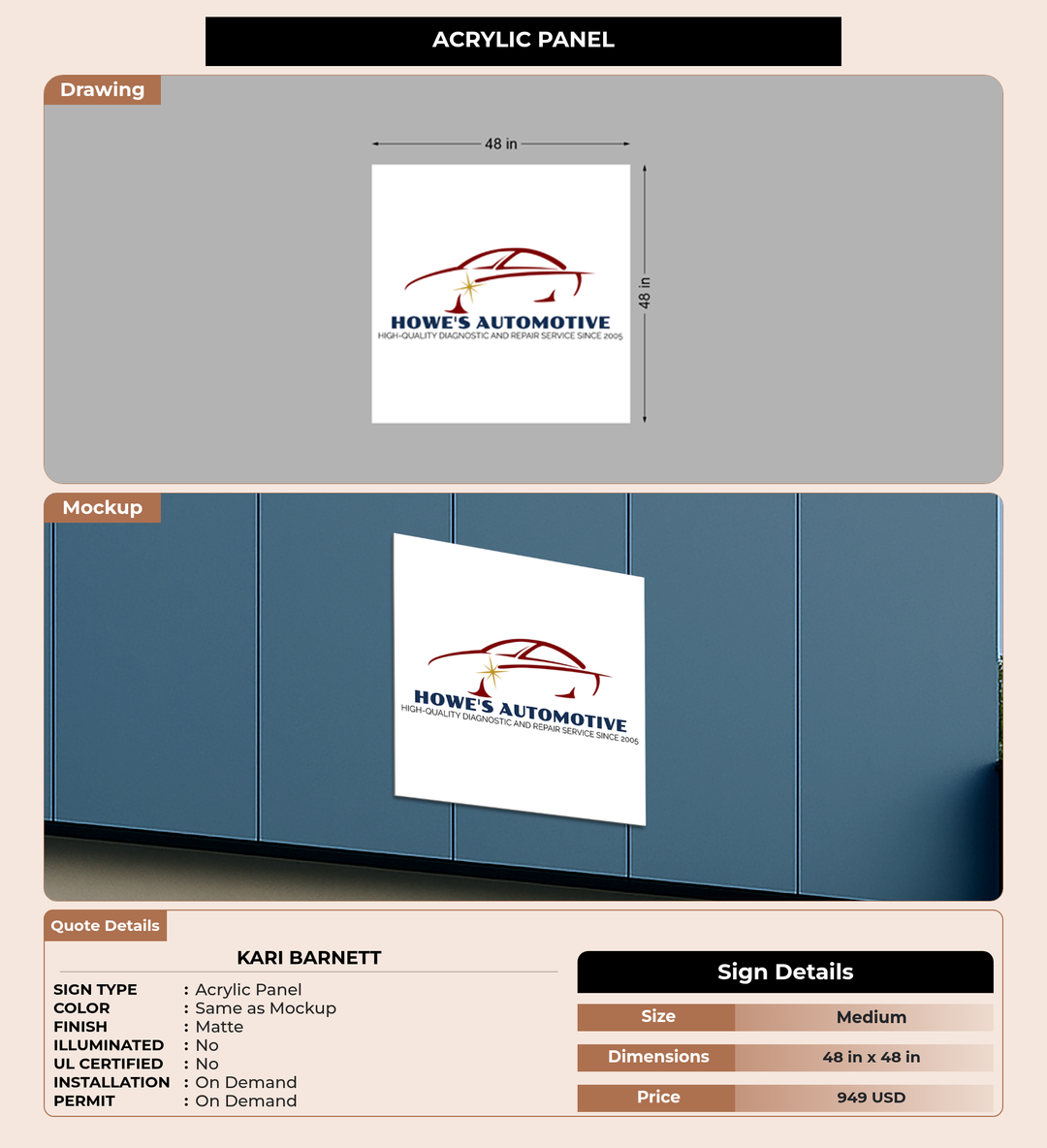 CUSTOM MOCKUP SIGN FOR Kari Barnett