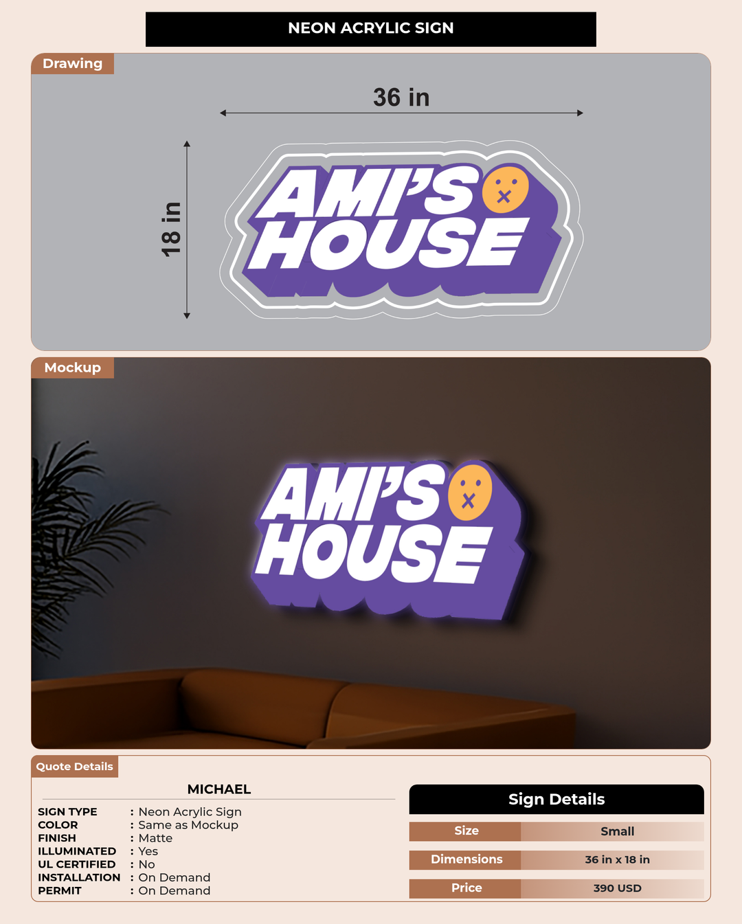 CUSTOM MOCKUP SIGN FOR Michael