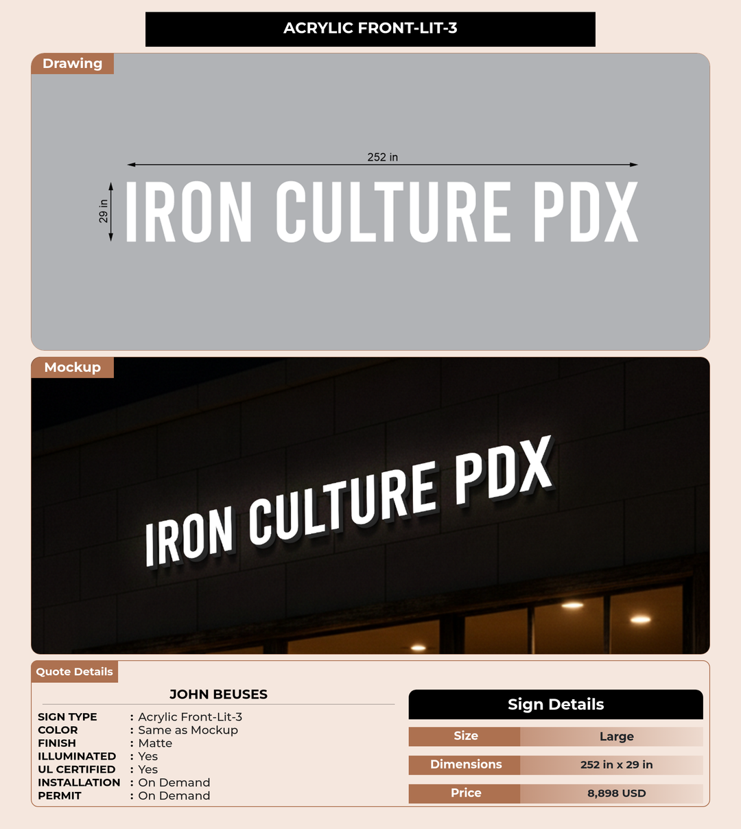 CUSTOM MOCKUP SIGN FOR John Beuses