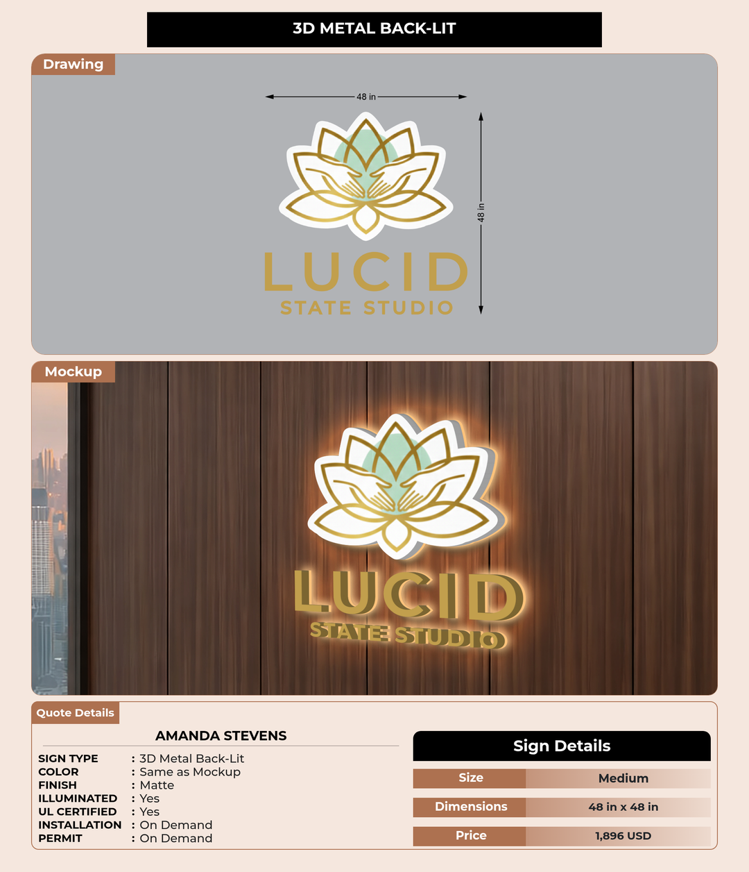 CUSTOM MOCKUP SIGN FOR Amanda Stevens
