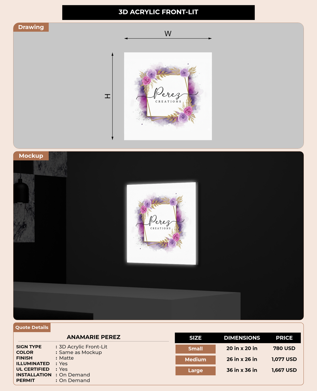 CUSTOM MOCKUP SIGN FOR Anamarie Perez