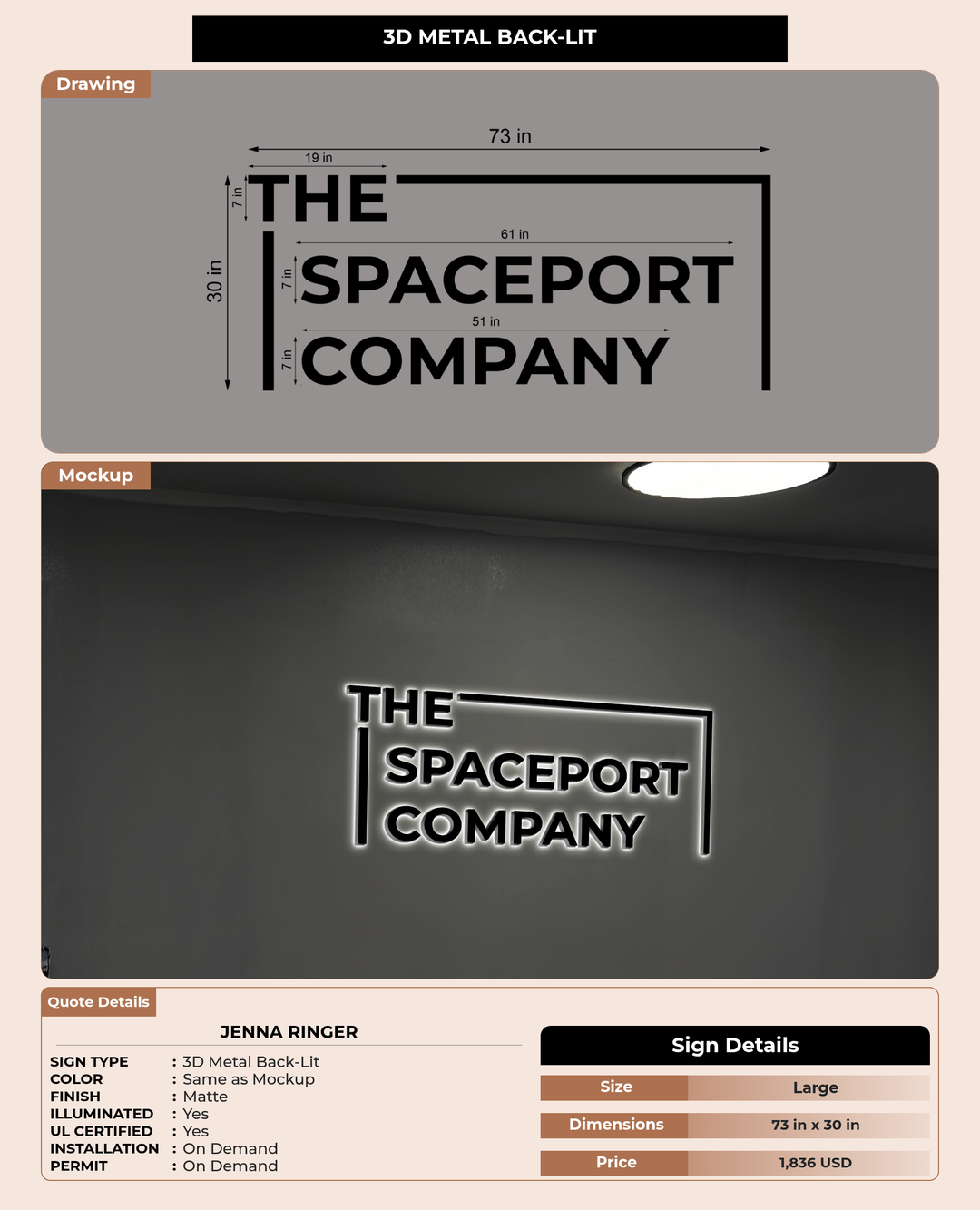 CUSTOM MOCKUP SIGN FOR Jenna Ringer