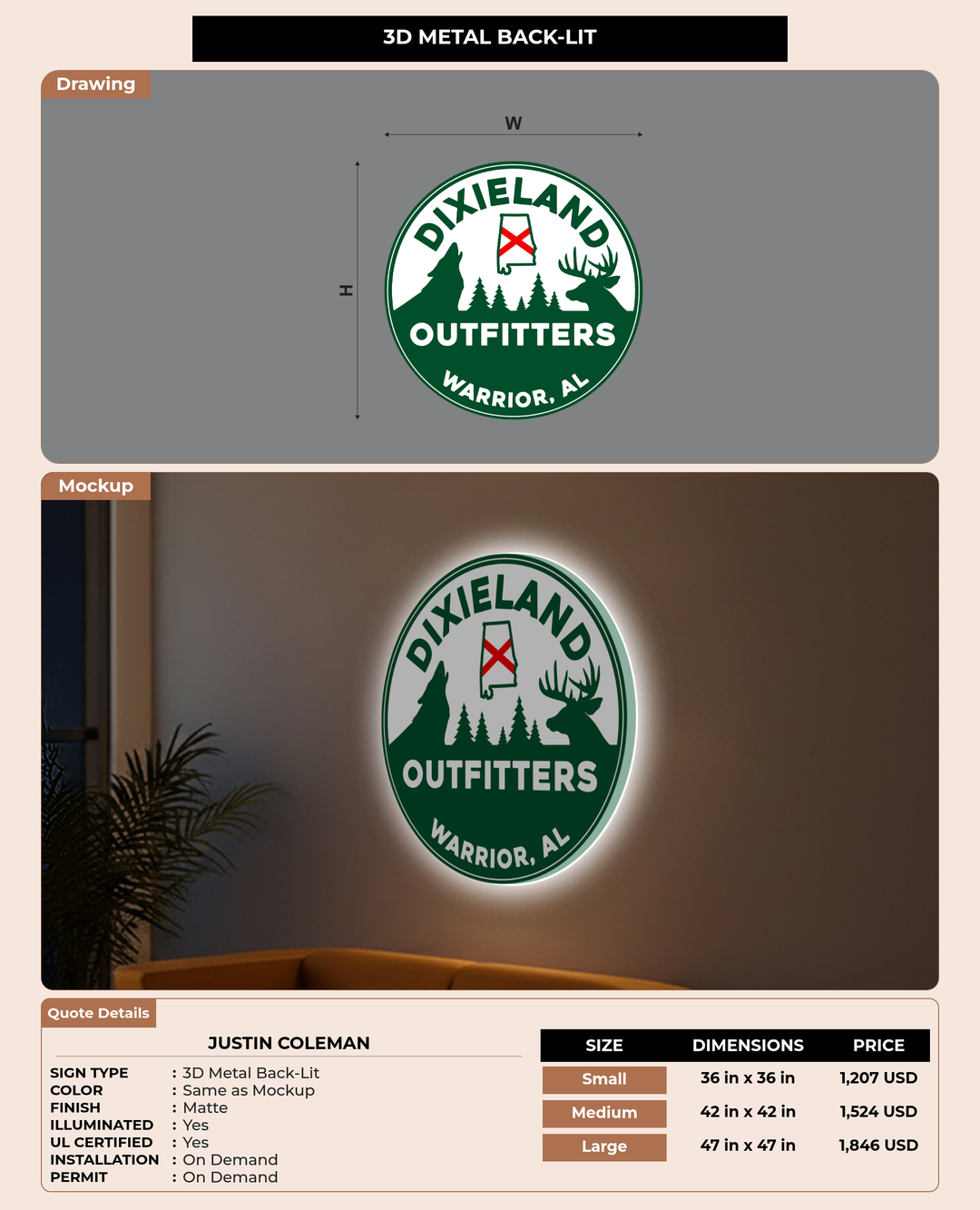 CUSTOM MOCKUP SIGN FOR Justin Coleman