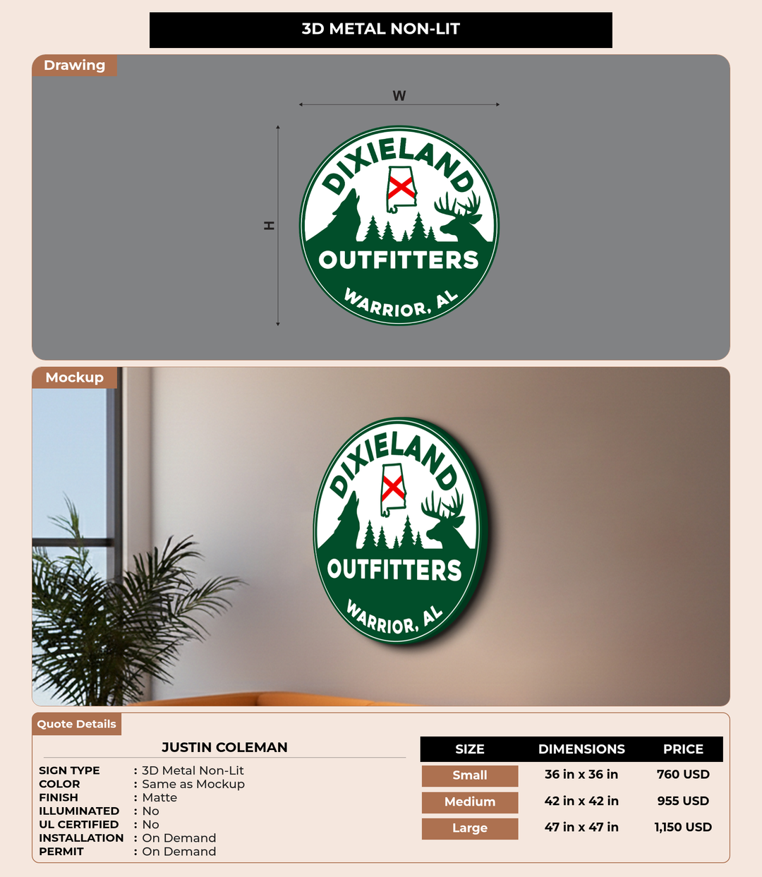 CUSTOM MOCKUP SIGN FOR Justin Coleman