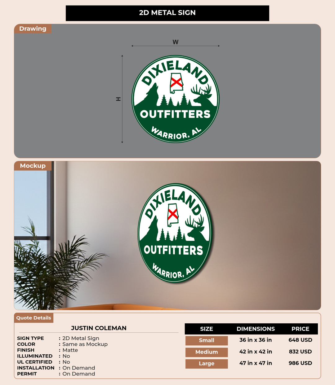 CUSTOM MOCKUP SIGN FOR Justin Coleman