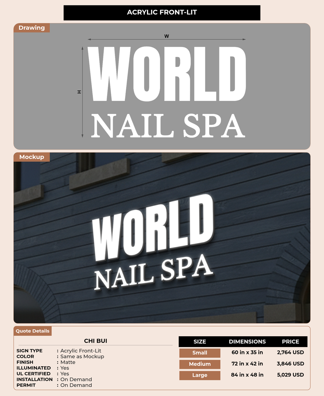 CUSTOM MOCKUP SIGN FOR Chi bui
