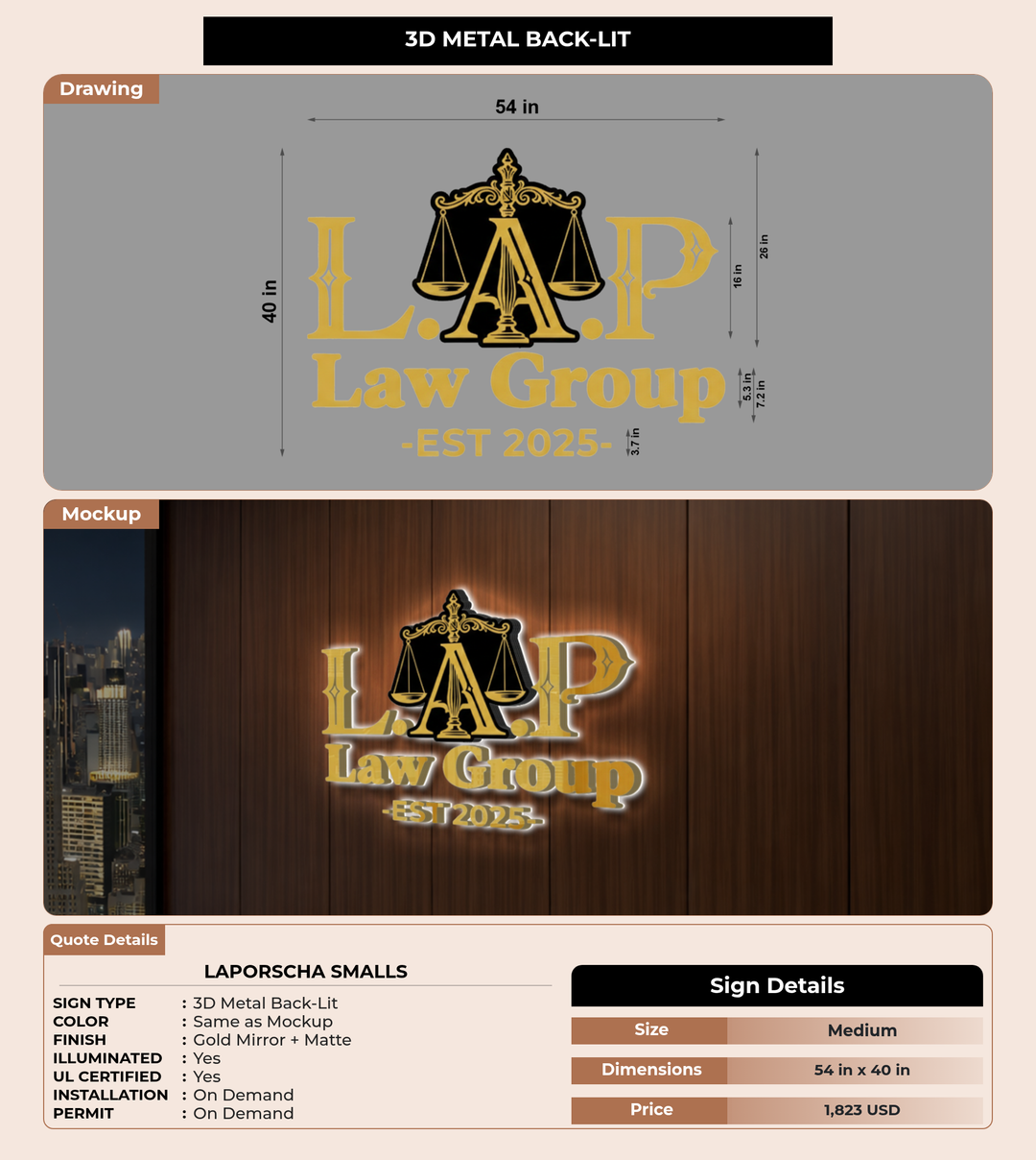 CUSTOM MOCKUP SIGN FOR Laporscha smalls