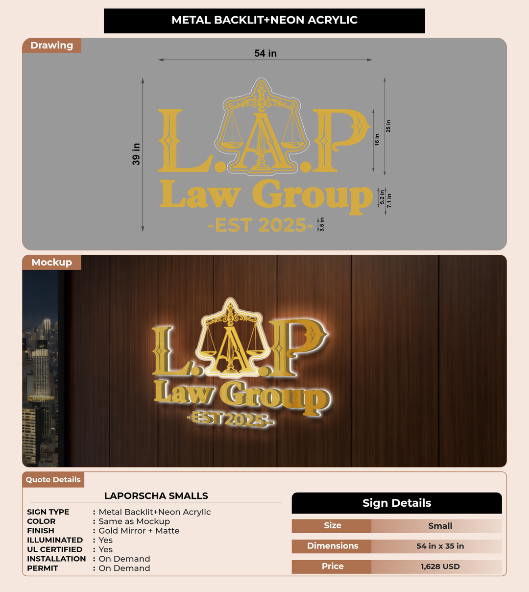 CUSTOM MOCKUP SIGN FOR Laporscha smalls