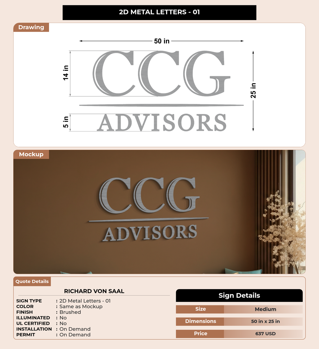 CUSTOM MOCKUP SIGN FOR Richard Von Saal