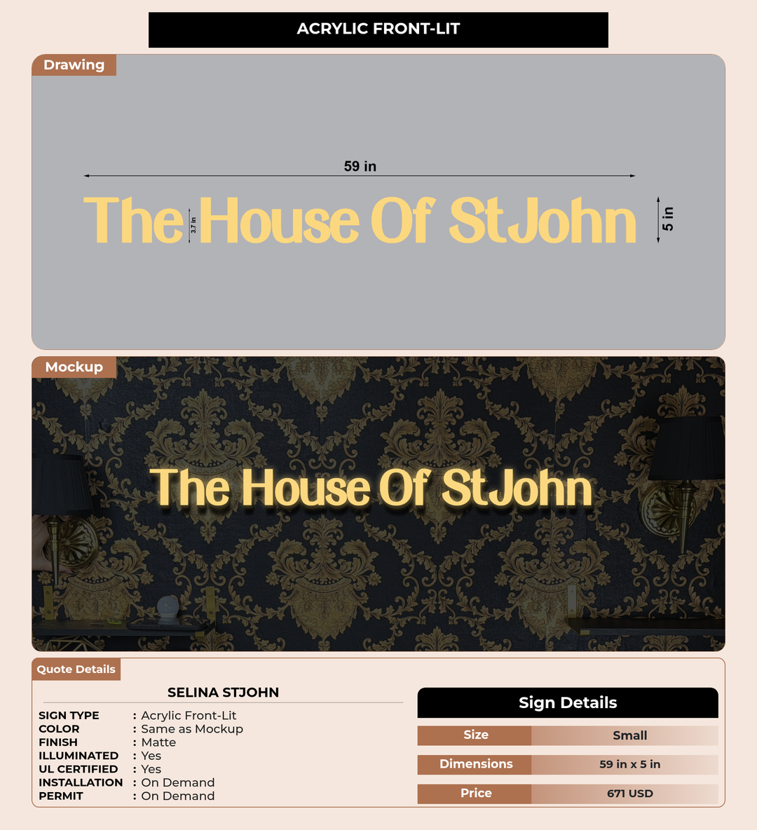 CUSTOM MOCKUP SIGN FOR Selina StJohn