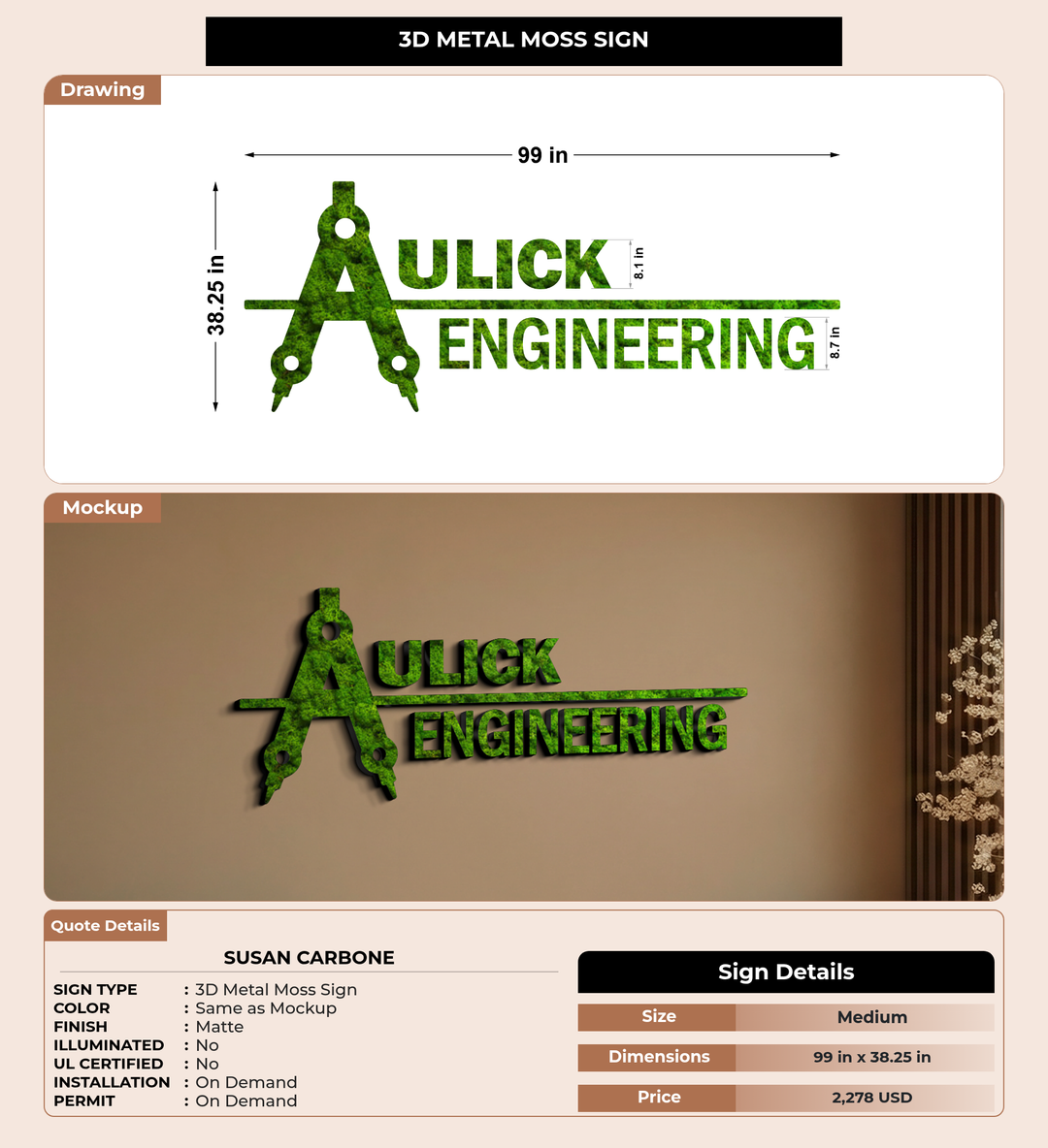 CUSTOM MOCKUP SIGN FOR Susan Carbone