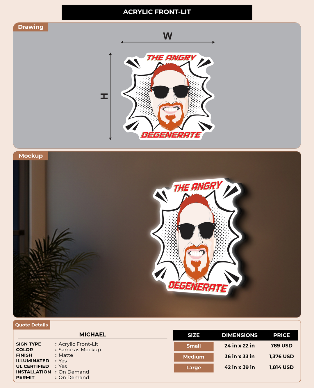 CUSTOM MOCKUP SIGN FOR Michael