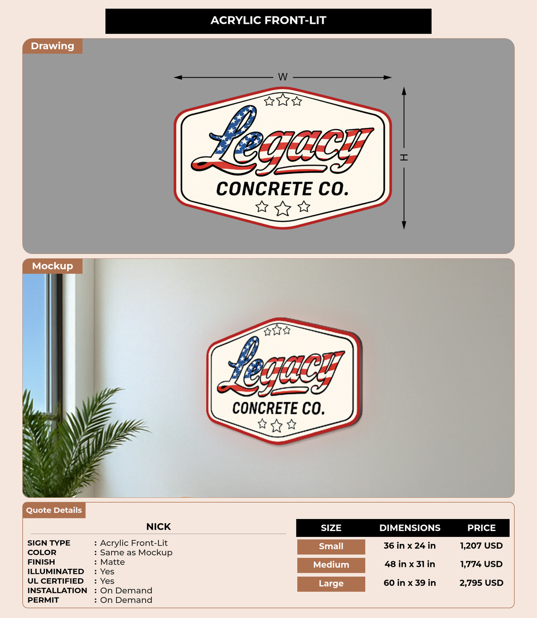 CUSTOM MOCKUP SIGN FOR Nick