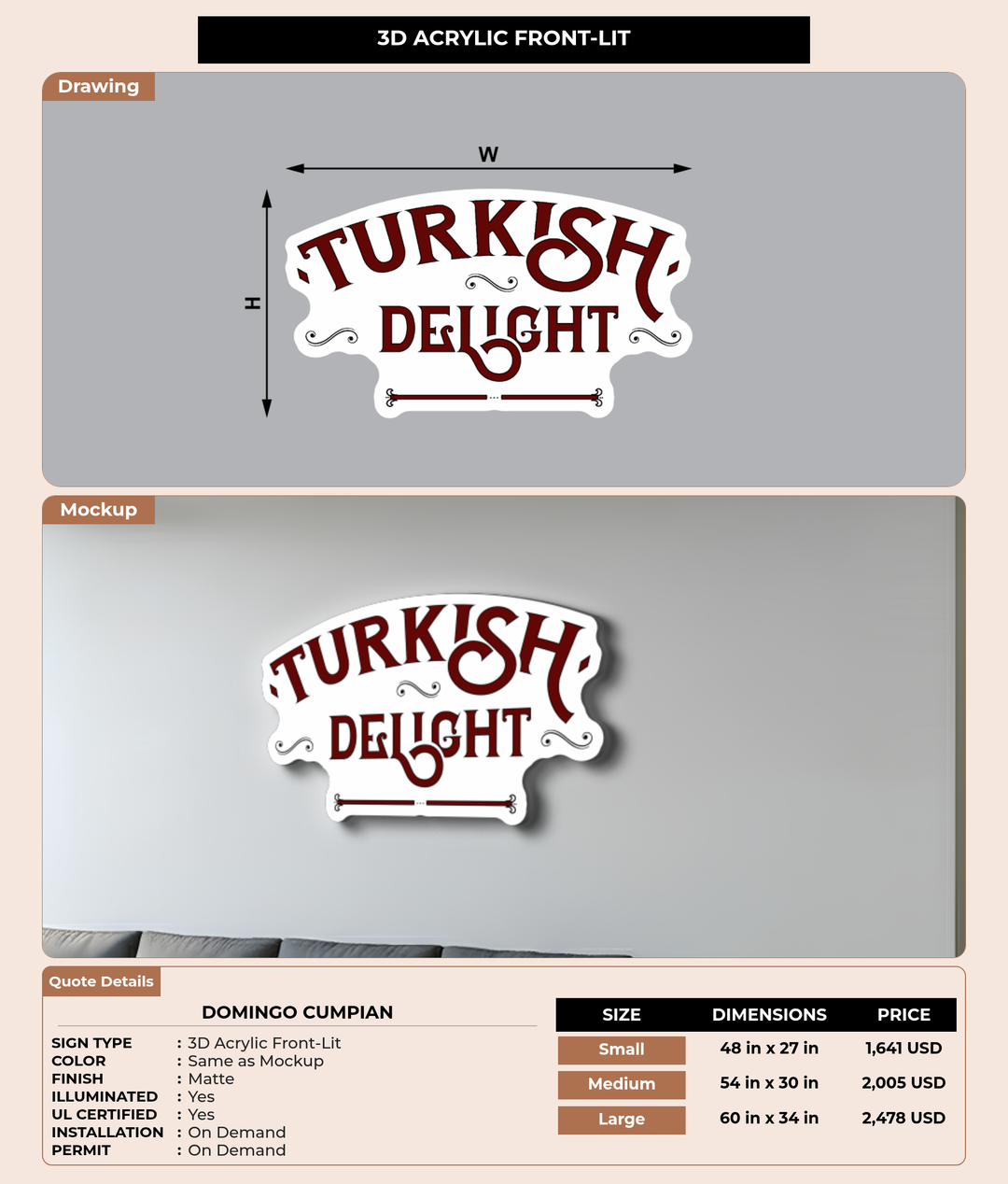 CUSTOM MOCKUP SIGN FOR Domingo Cumpian