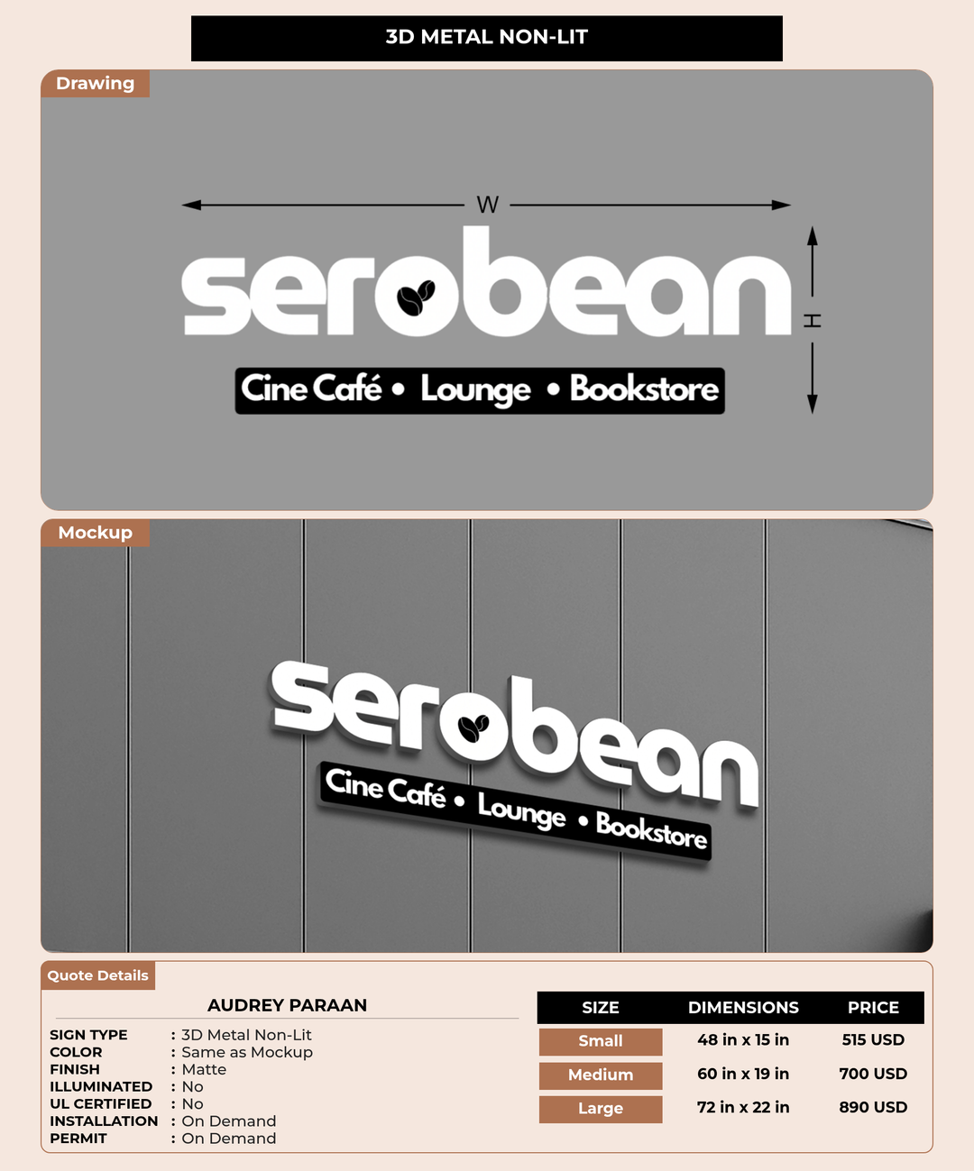 CUSTOM MOCKUP SIGN FOR Audrey Paraan