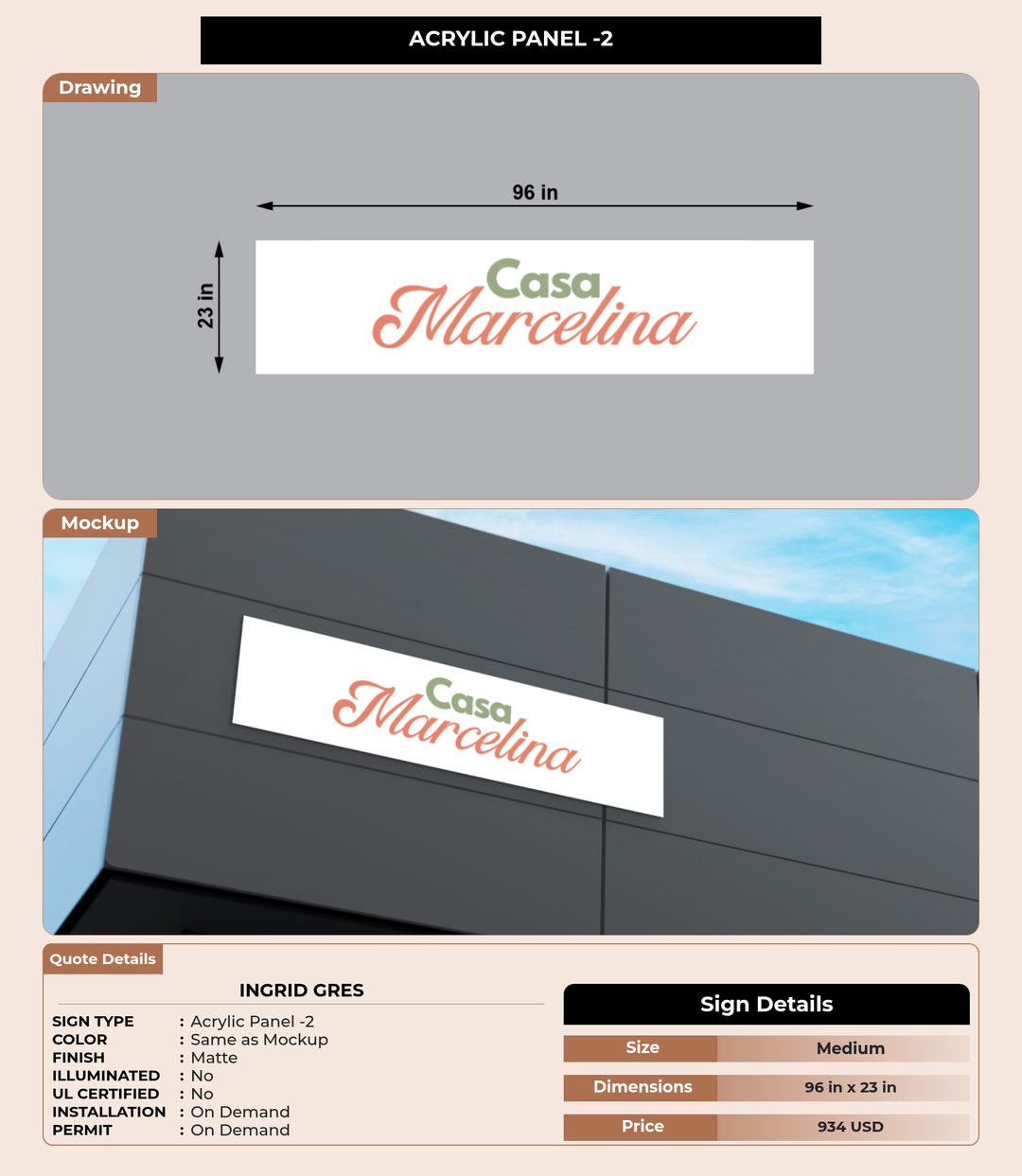 CUSTOM MOCKUP SIGN FOR Ingrid Gres