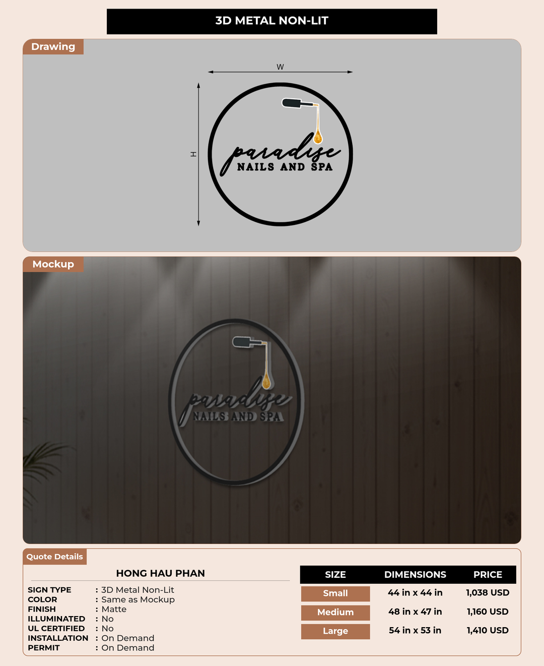 CUSTOM MOCKUP SIGN FOR Hong Hau Phan