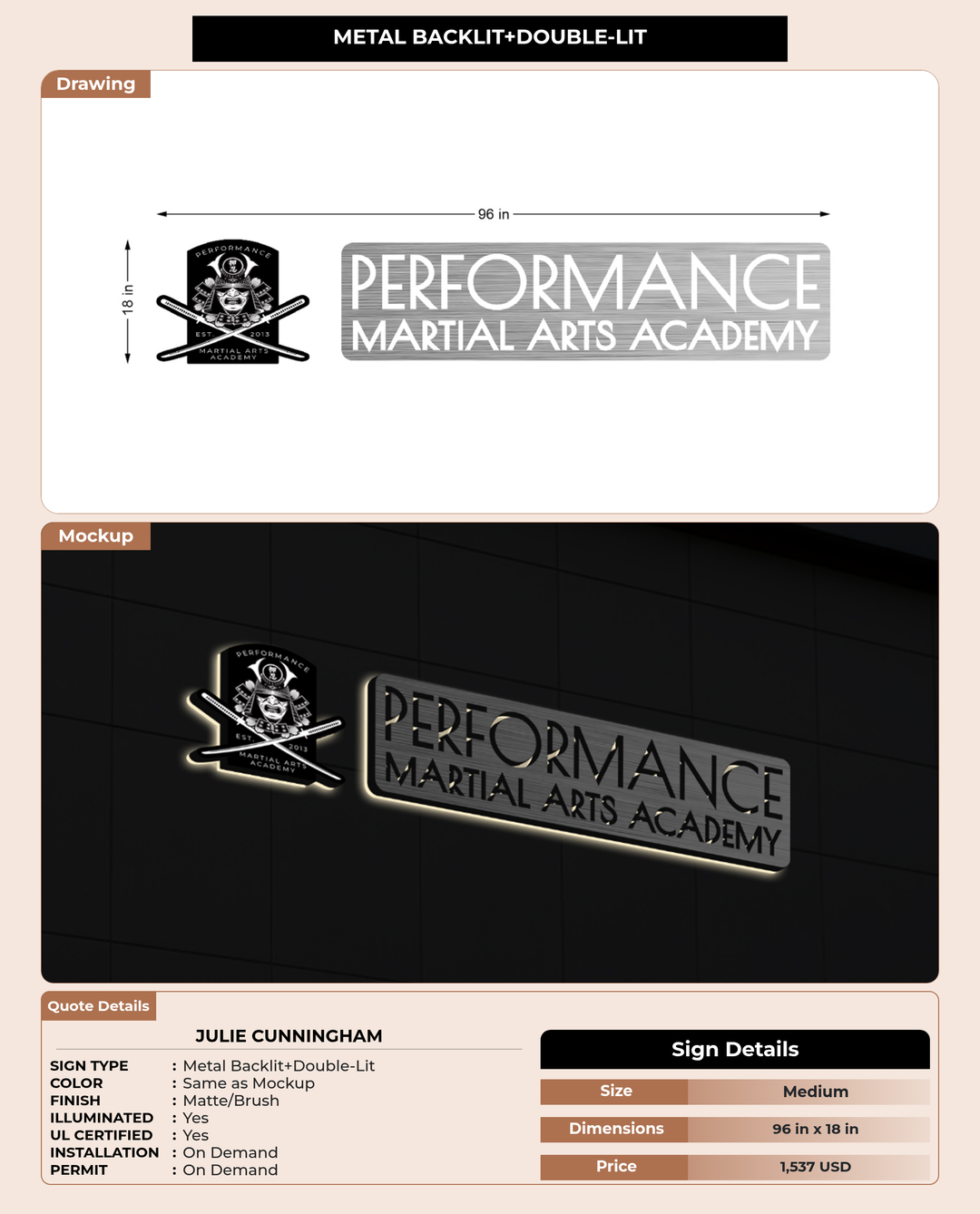 CUSTOM MOCKUP SIGN FOR Julie Cunningham