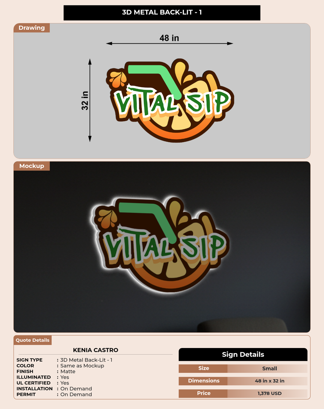 CUSTOM MOCKUP SIGN FOR Kenia Castro