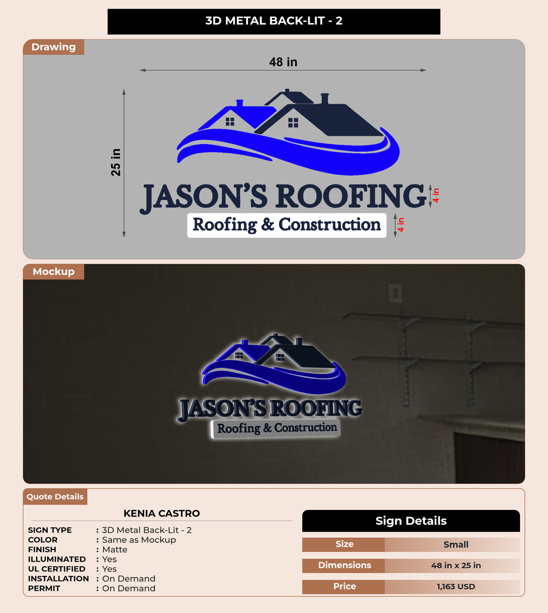 CUSTOM MOCKUP SIGN FOR Kenia Castro