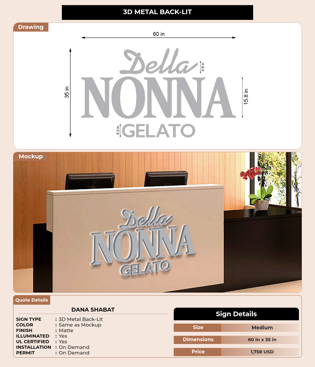 CUSTOM MOCKUP SIGN FOR Dana shabat