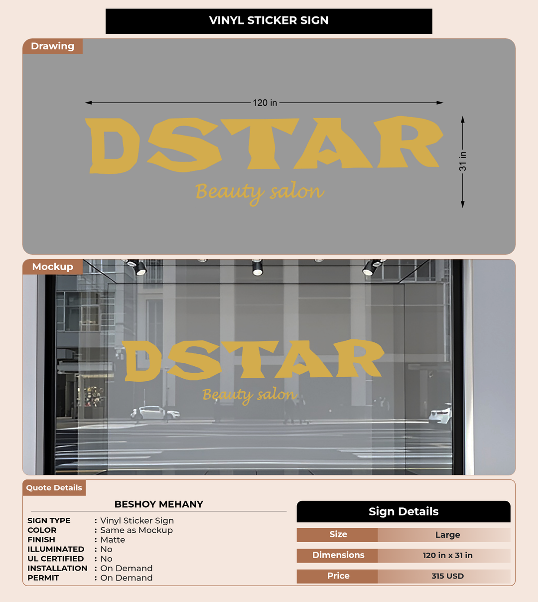 CUSTOM MOCKUP SIGN FOR Beshoy Mehany