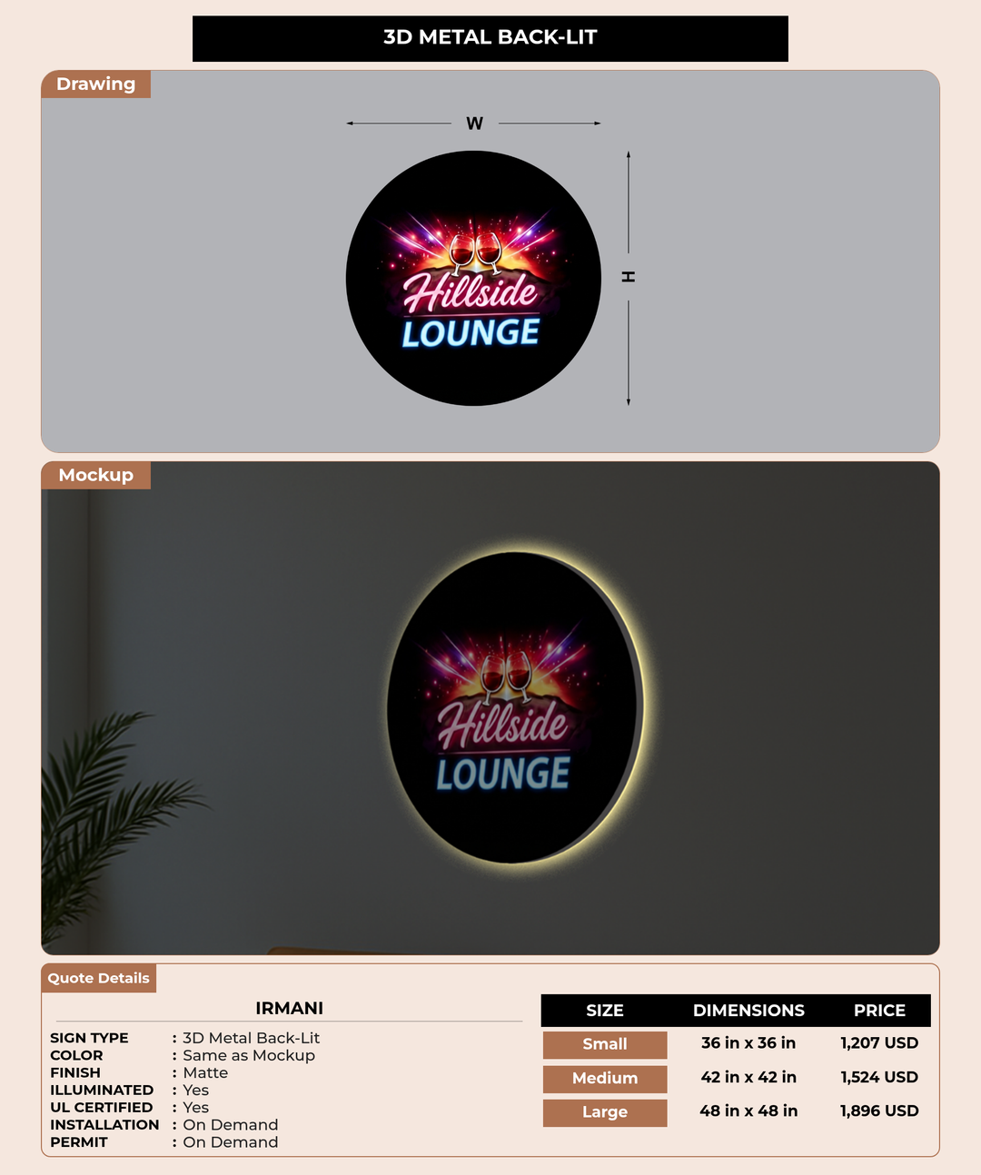CUSTOM MOCKUP SIGN FOR Irmani