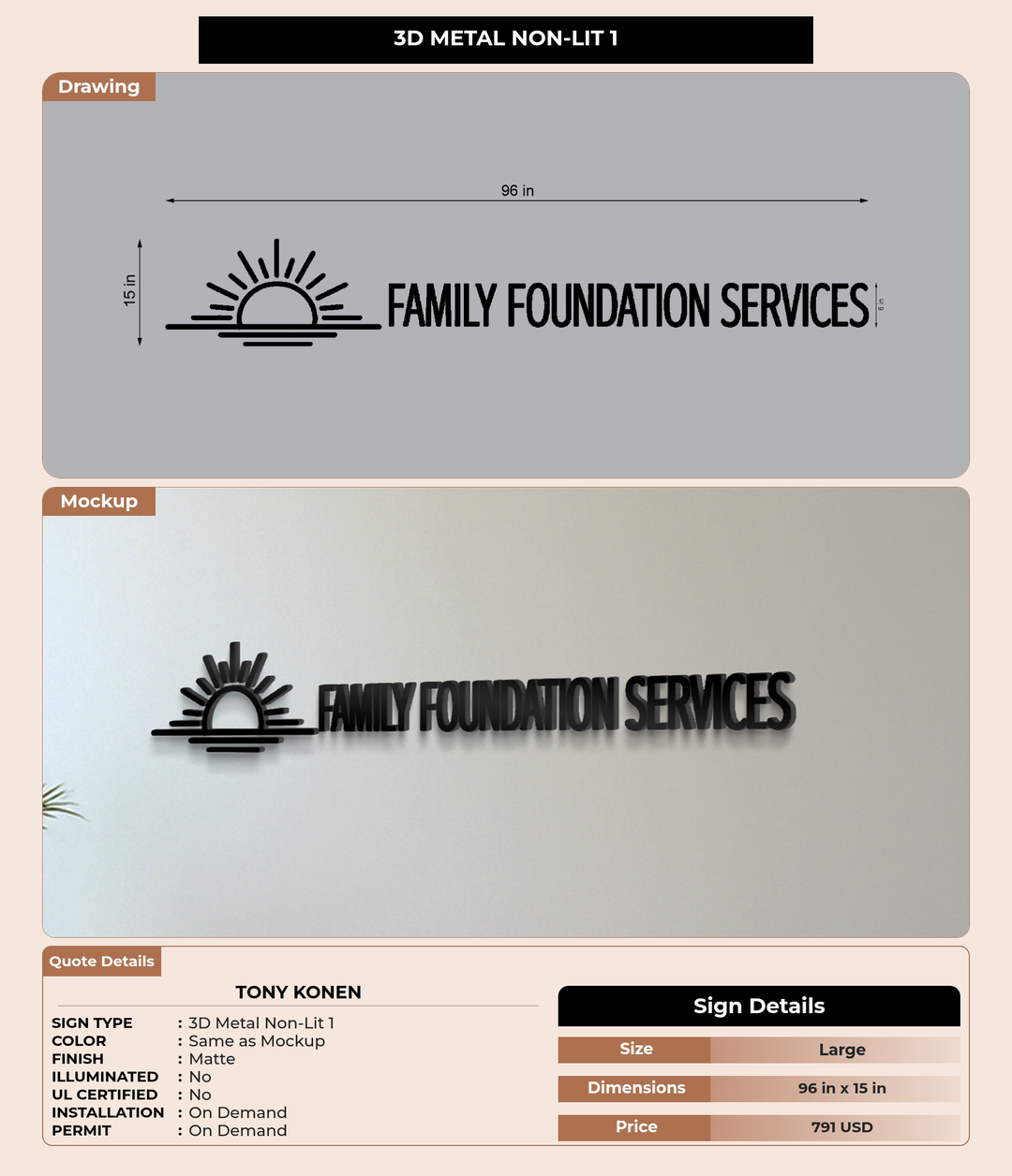 CUSTOM MOCKUP SIGN FOR Tony Konen