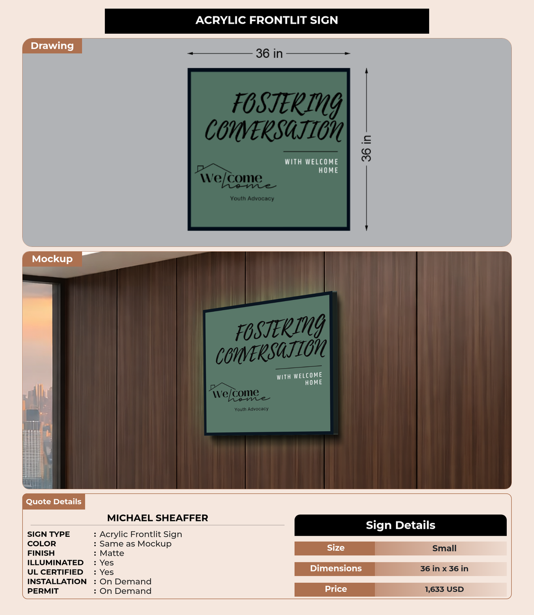 CUSTOM MOCKUP SIGN FOR Michael Sheaffer