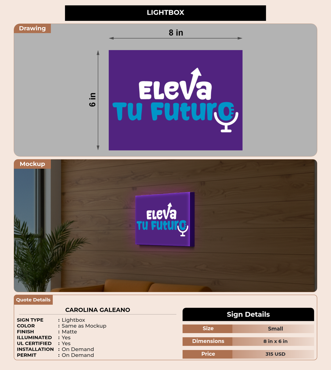 CUSTOM MOCKUP SIGN FOR Carolina Galeano