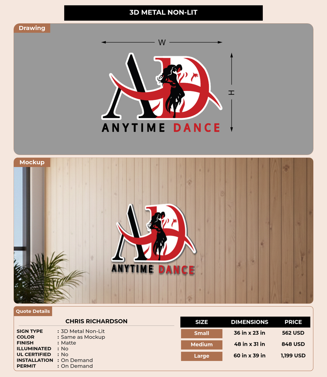 CUSTOM MOCKUP SIGN FOR chris richardson
