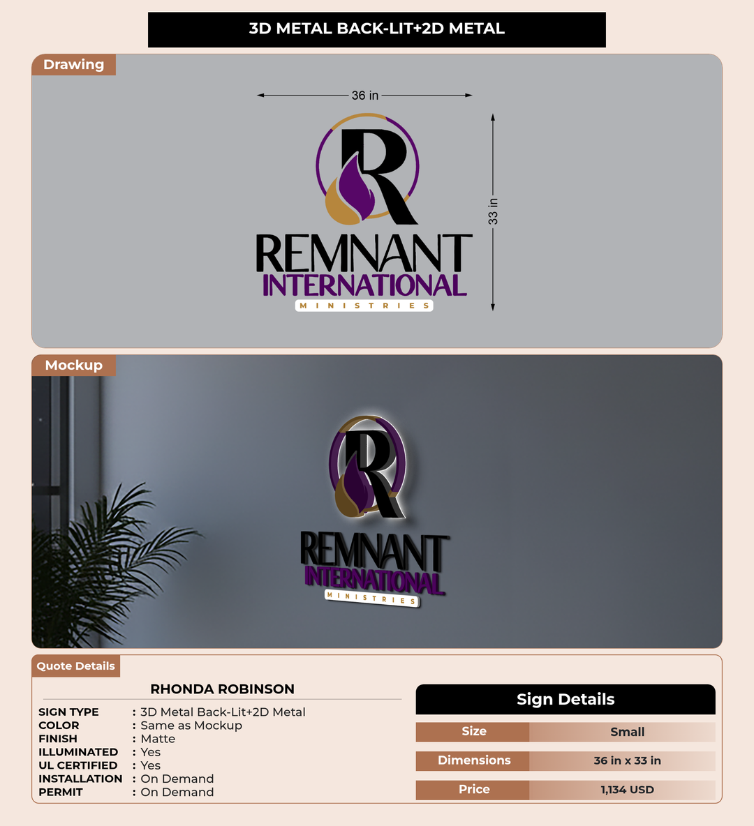 CUSTOM MOCKUP SIGN FOR Rhonda Robinson