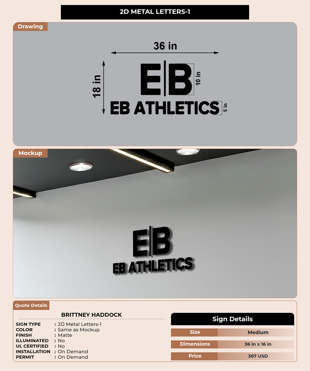CUSTOM MOCKUP SIGN FOR Brittney Haddock