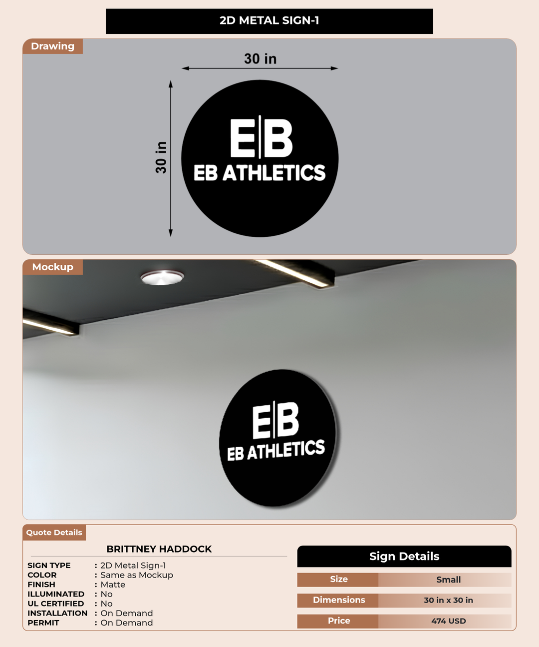 CUSTOM MOCKUP SIGN FOR Brittney Haddock