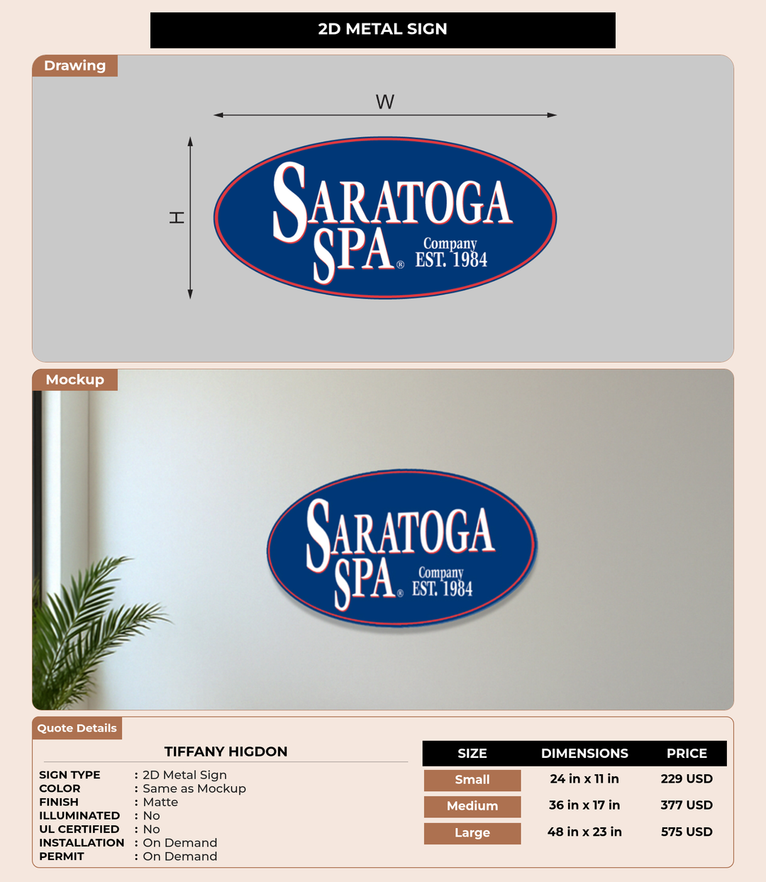 CUSTOM MOCKUP SIGN FOR Tiffany Higdon