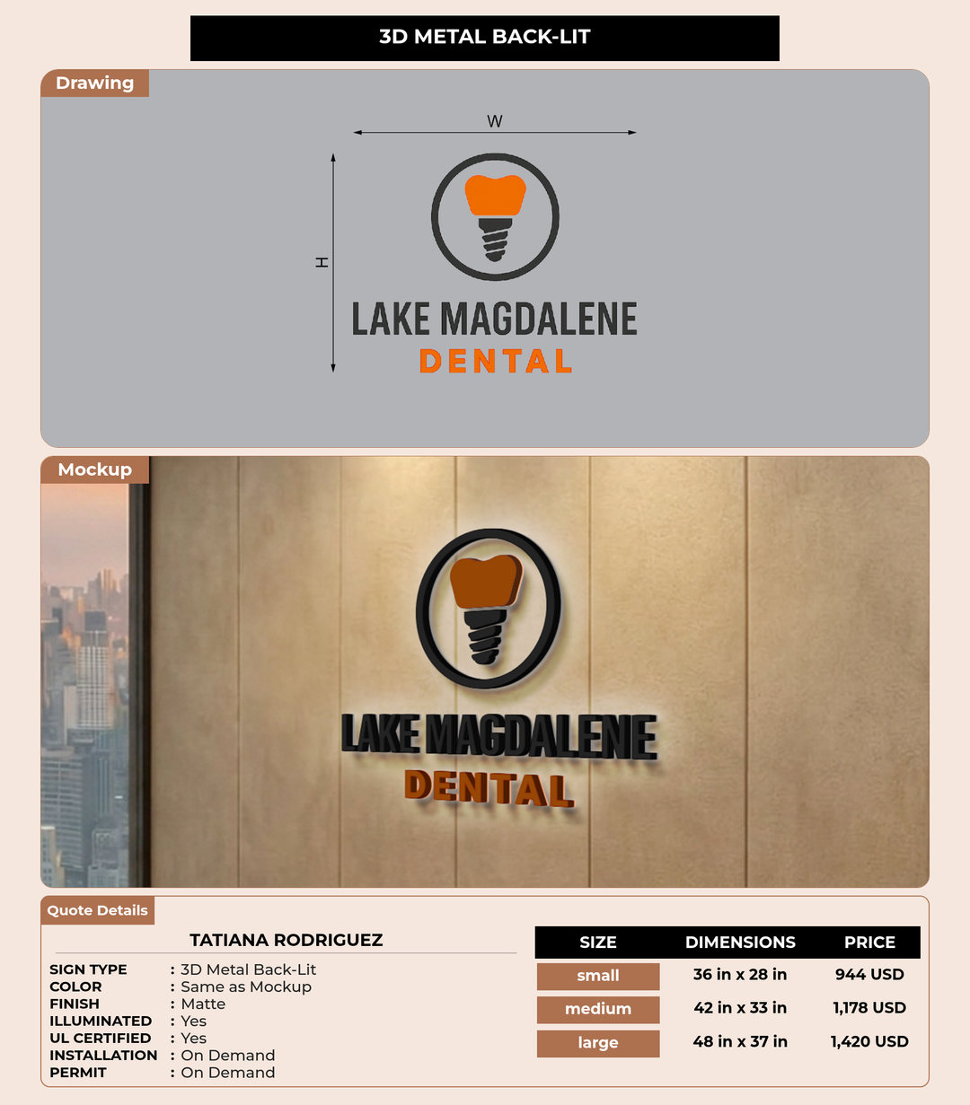 CUSTOM MOCKUP SIGN FOR Tatiana  Rodriguez