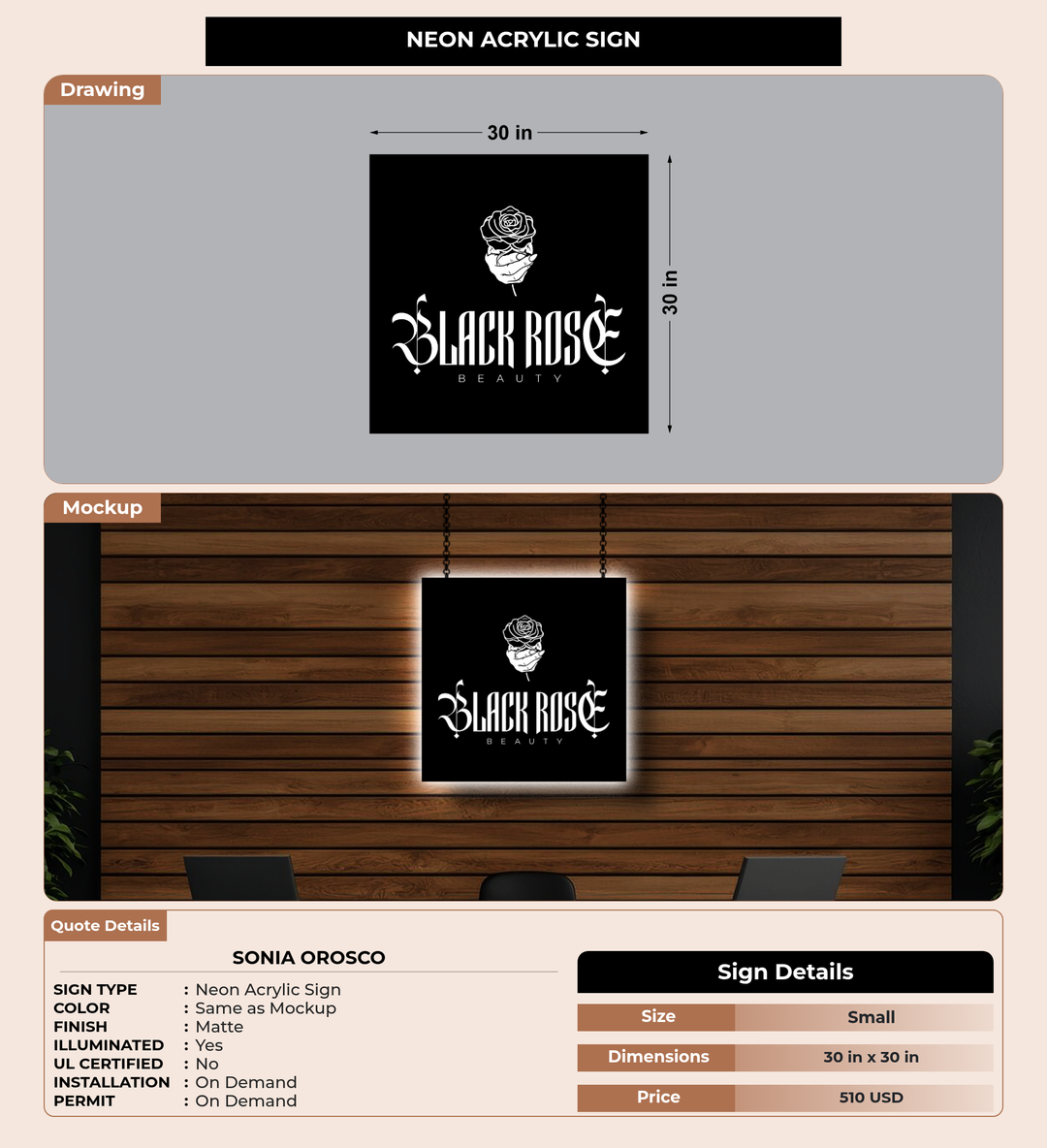CUSTOM MOCKUP SIGN FOR Sonia Orosco