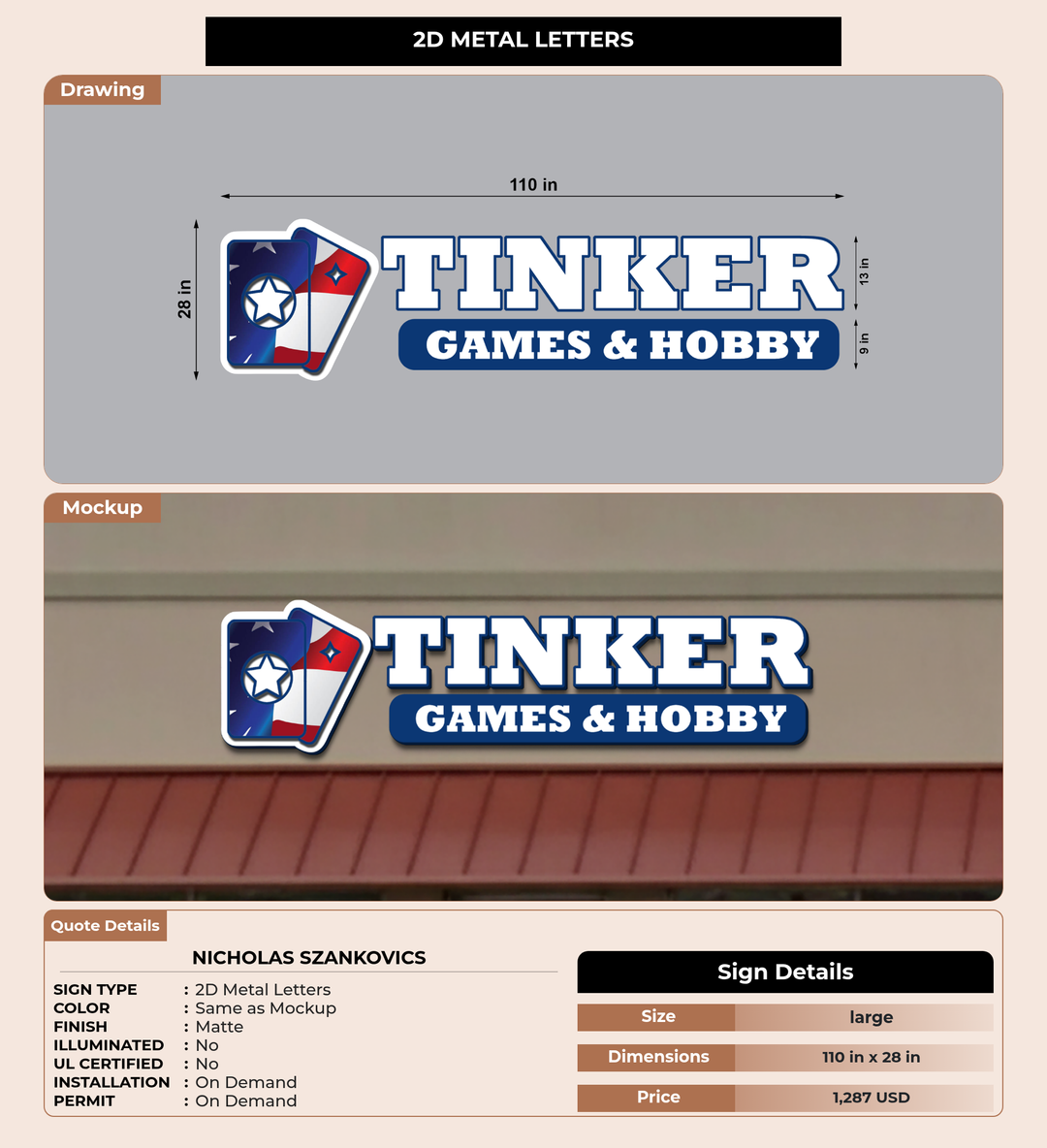 CUSTOM MOCKUP SIGN FOR Nicholas Szankovics