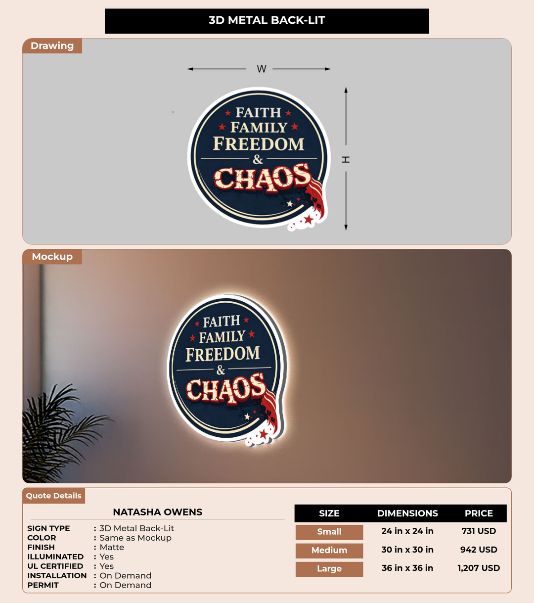CUSTOM MOCKUP SIGN FOR Natasha owens