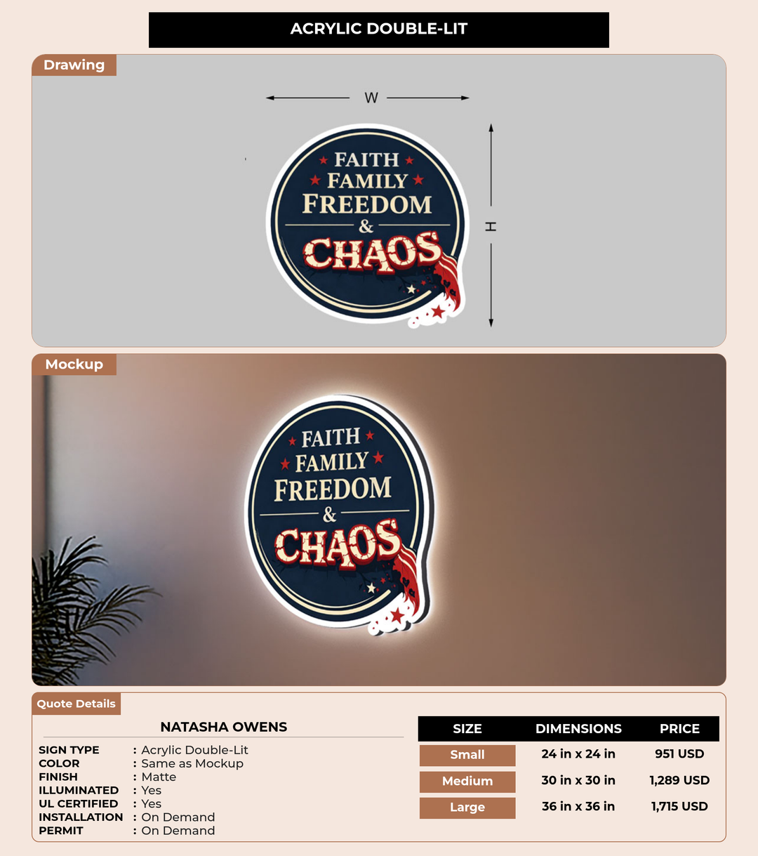 CUSTOM MOCKUP SIGN FOR Natasha owens