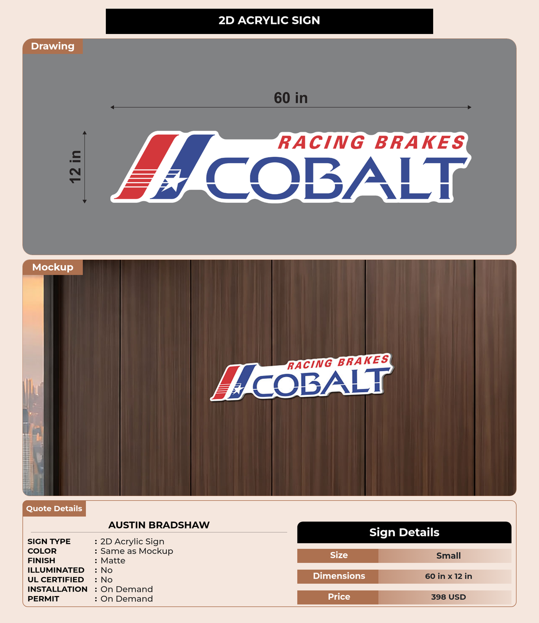 CUSTOM MOCKUP SIGN FOR Austin Bradshaw