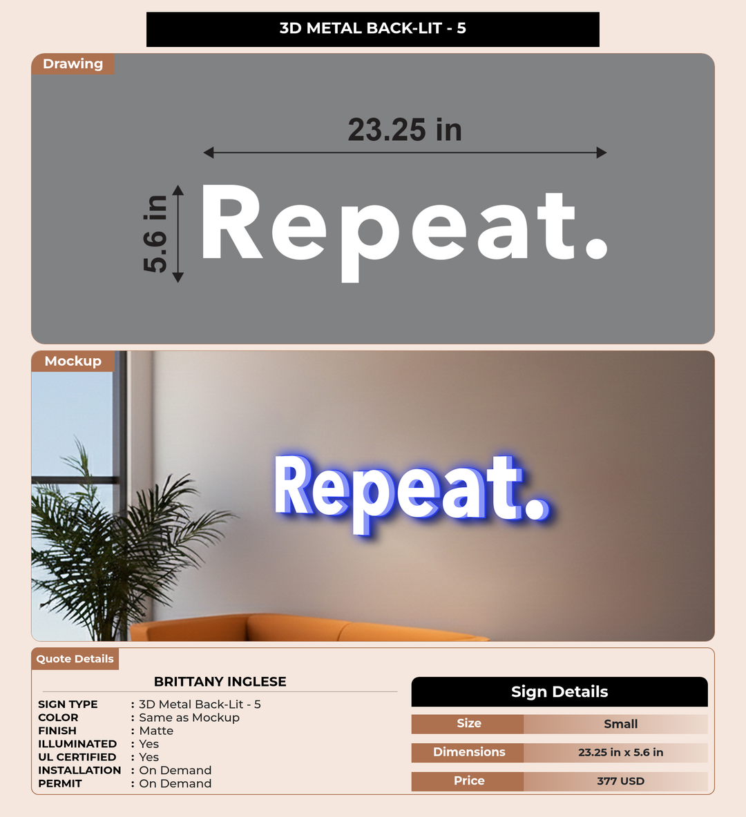 CUSTOM MOCKUP SIGN FOR brittany inglese