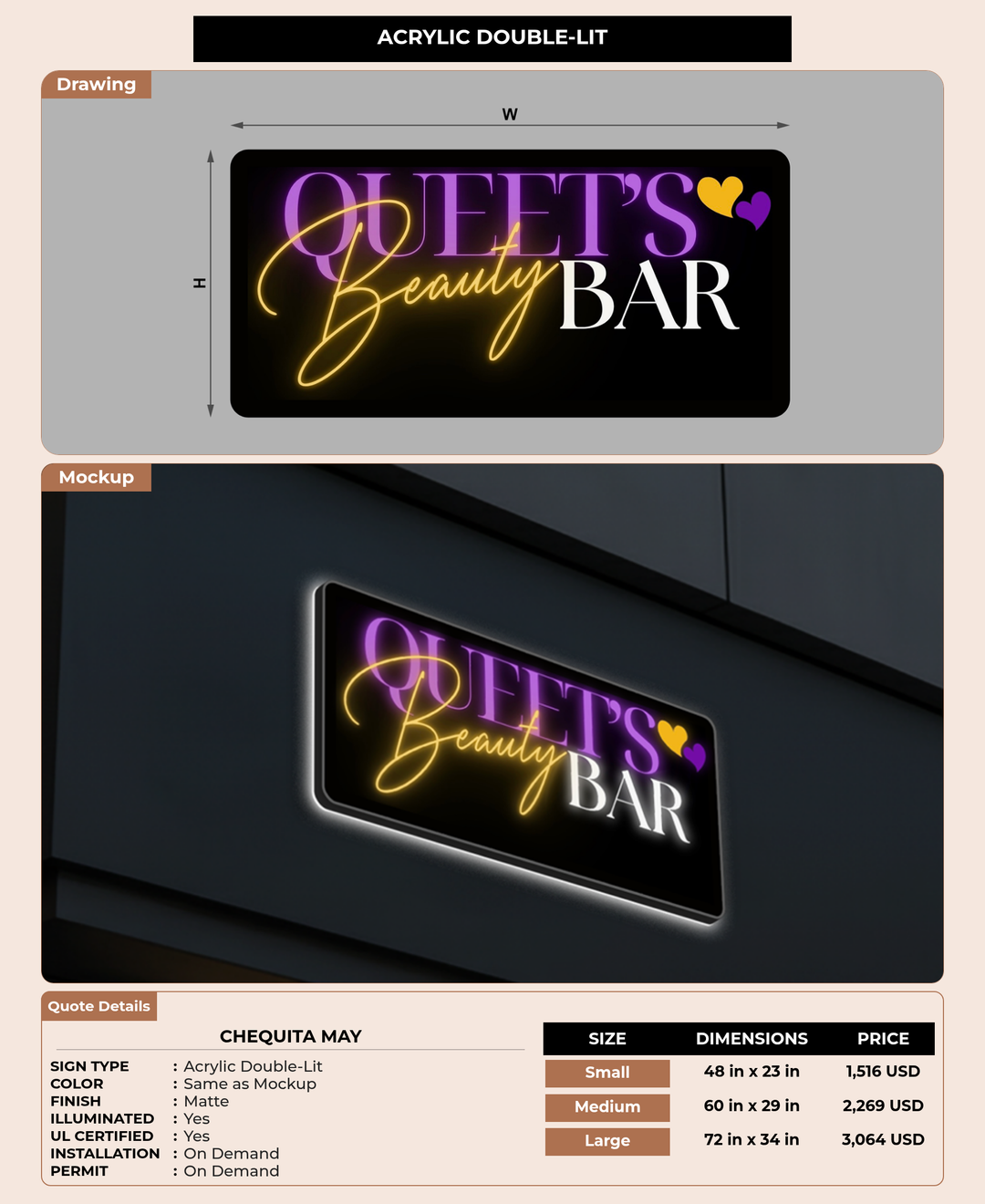 CUSTOM MOCKUP SIGN FOR Chequita May