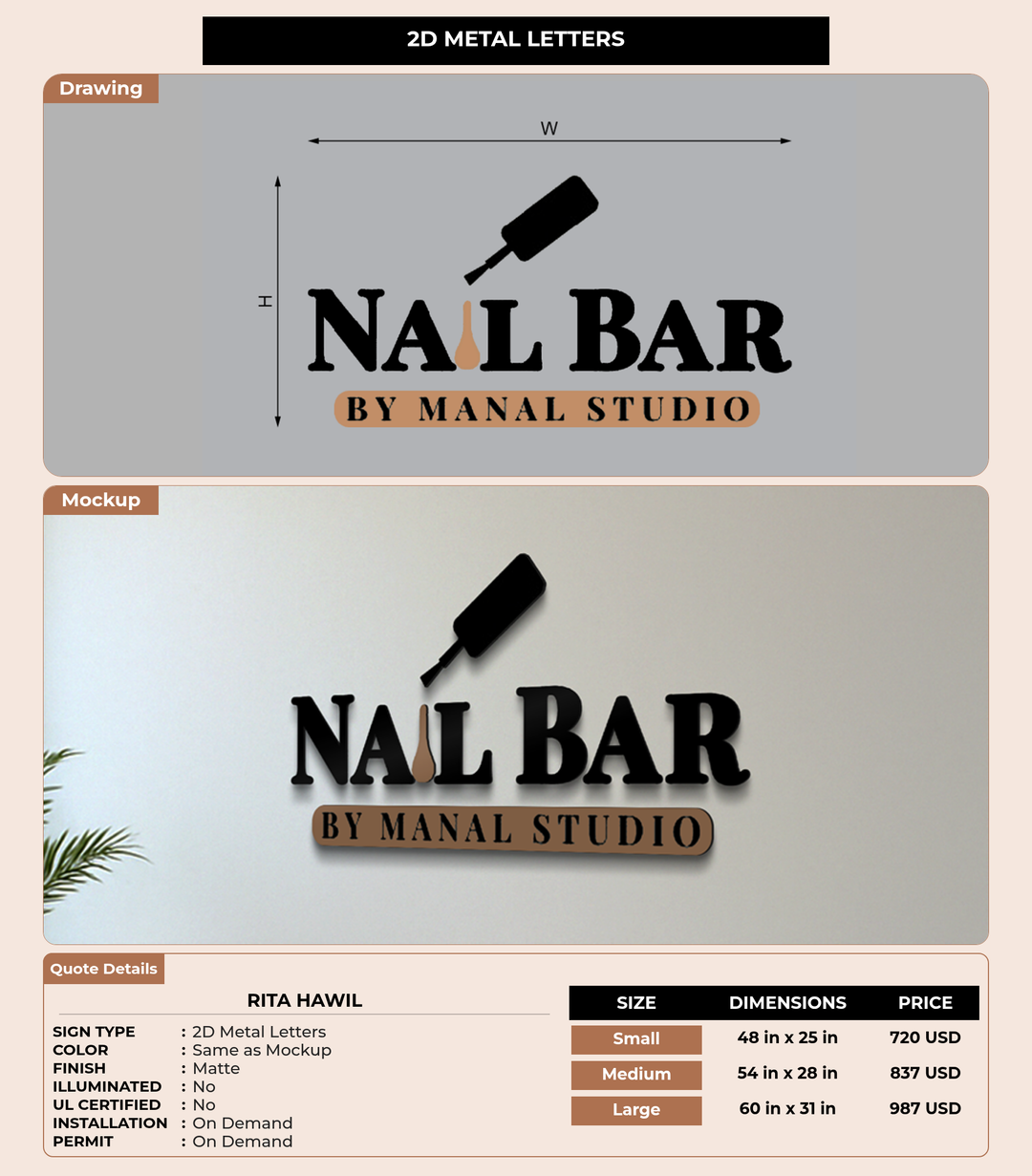 CUSTOM MOCKUP SIGN FOR Rita Hawil